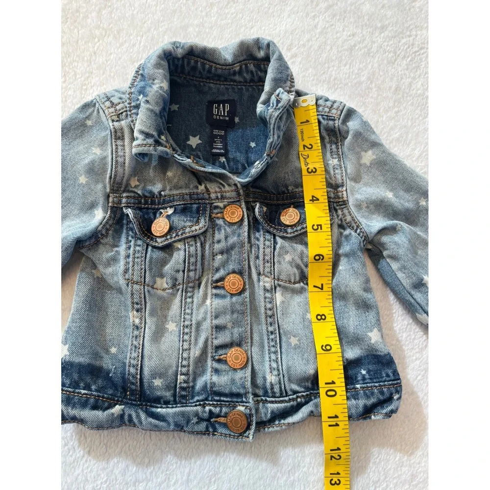 GAP Denim Jacket Toddler Stars Light Wash Button Front Kids Size‎ 2